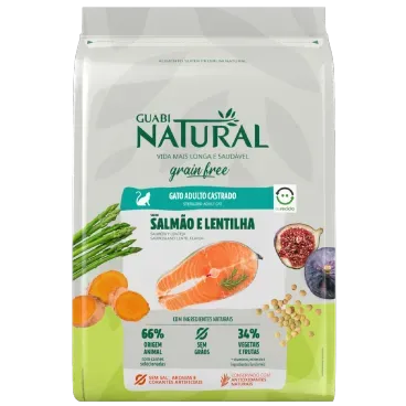 Racao Guabi Natural Grain Free Gatos Castrados Salmao e Lentilha 1